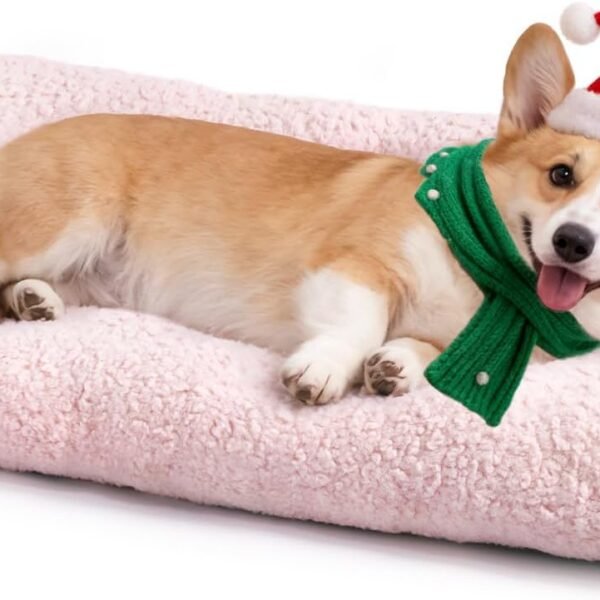 Dog Bed Comfy Dog Crate Beds Plush Pet Sleeping Mat Washable Pets Mattress Anti-Slip Crate Mat Soft Kennel Pad for Medium, Small Dogs Cats Breeds, 29" x 21", Pink