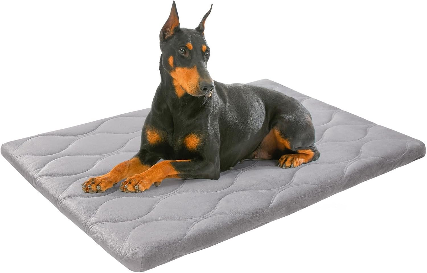 Dog Crate Pad for Large Dogs, Washable & Detachable Kennel Mat, Anti-Slip Soft Fluffy Puppy Bed for Crate, Cage, and Car Travel, Cozy Sleeping Mattress, 48x30 Inches, Gray