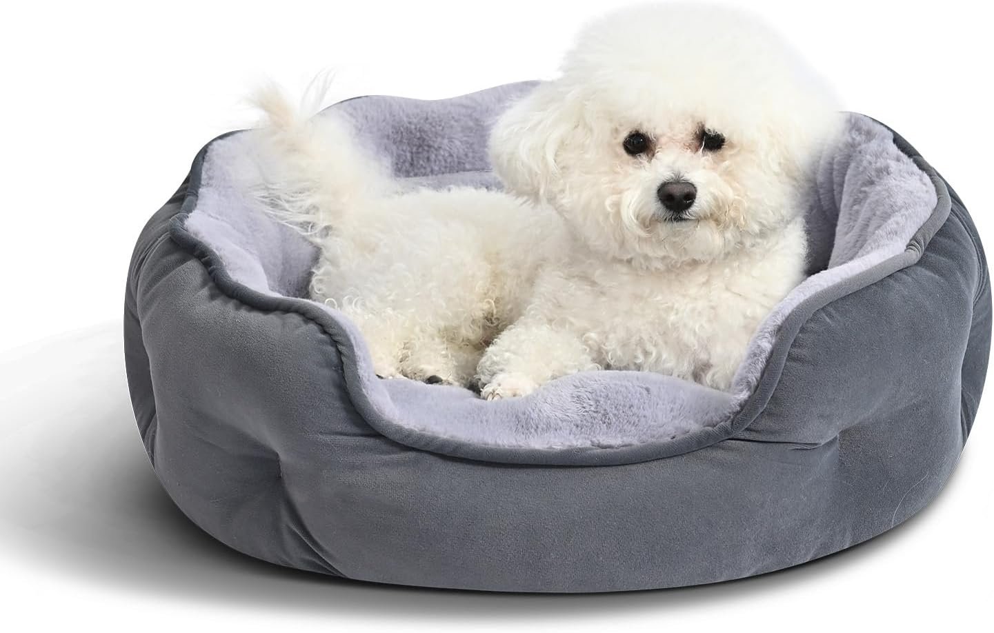 Basic Pet Round Bed - Washable Non-Slip Plush Round Dog Cat Bed