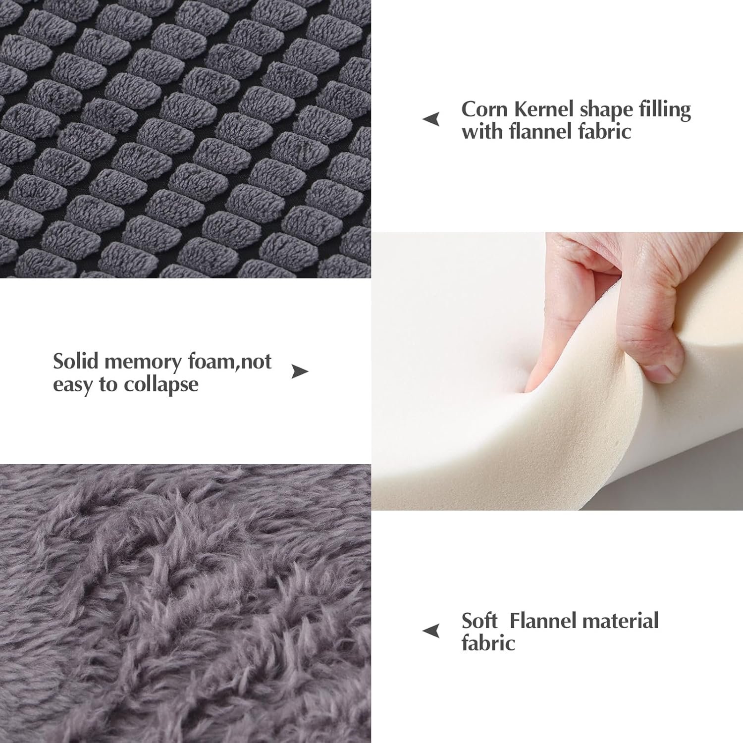 Reversible Dog Crate Pad, Memory Foam Pet Bed Mat, Soft Warm Machine Washable Sleeping Kennel Mattress for Small Medium Dogs XH079 (24''x18''x1.6'',Light Grey)