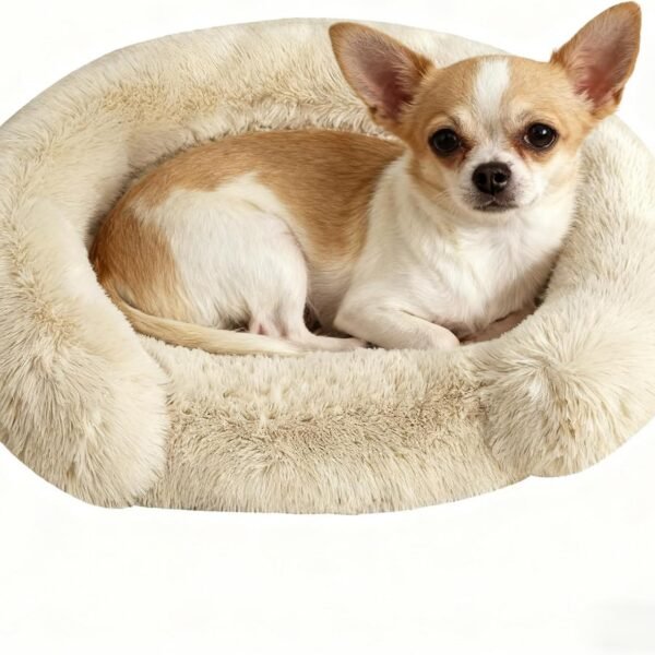 Pet Round Bed - Anti-Anxiety Fluffy Washable Round Dog Cat Bed