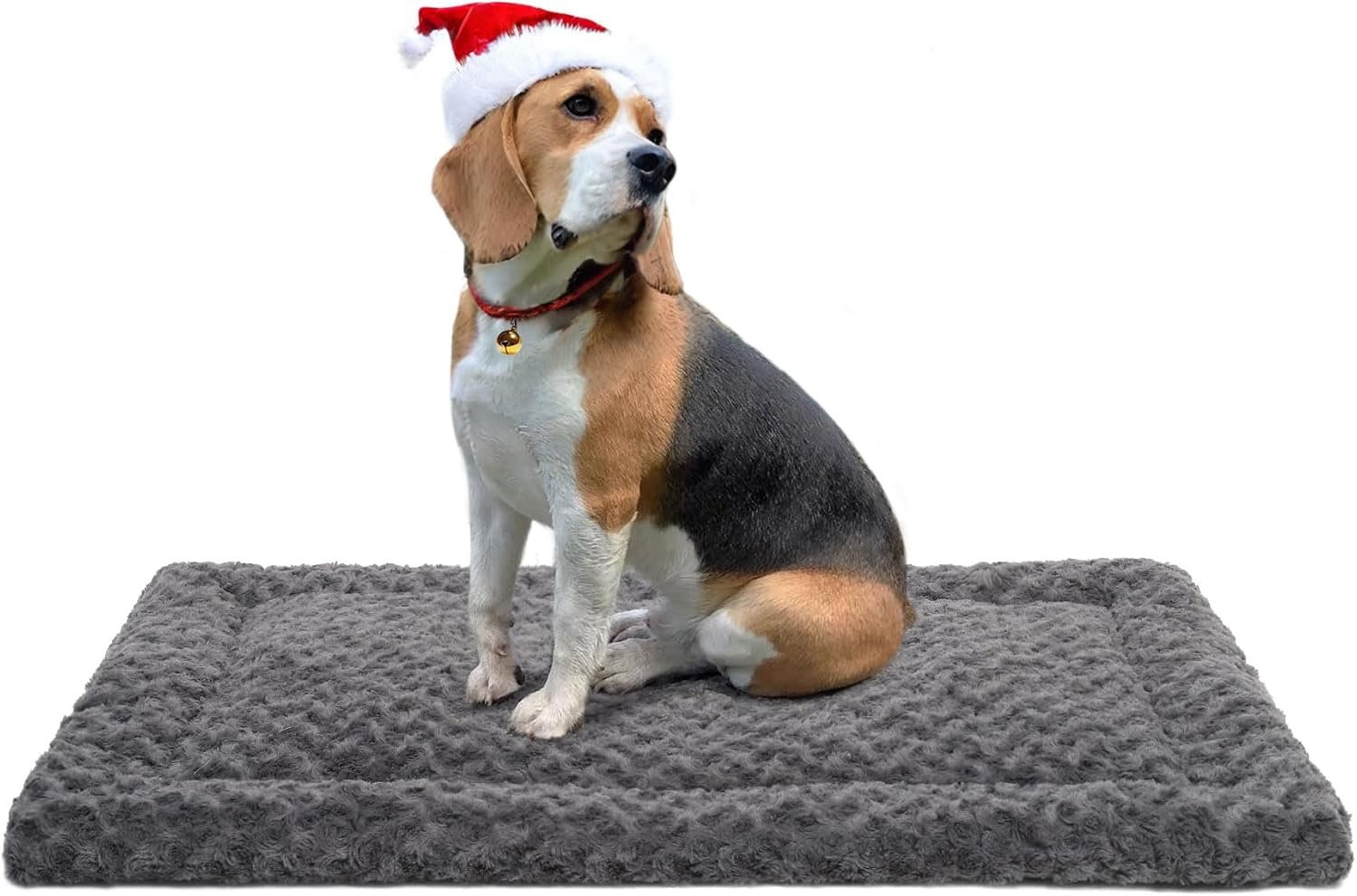 Washable Dog Bed Mat Ultra Soft Dog Crate Pad Comfy Fluffy Pet Kennel Beds Sleeping Mattress for Large Jumbo Medium Small Dogs, 35 x 22 Inch, Gray