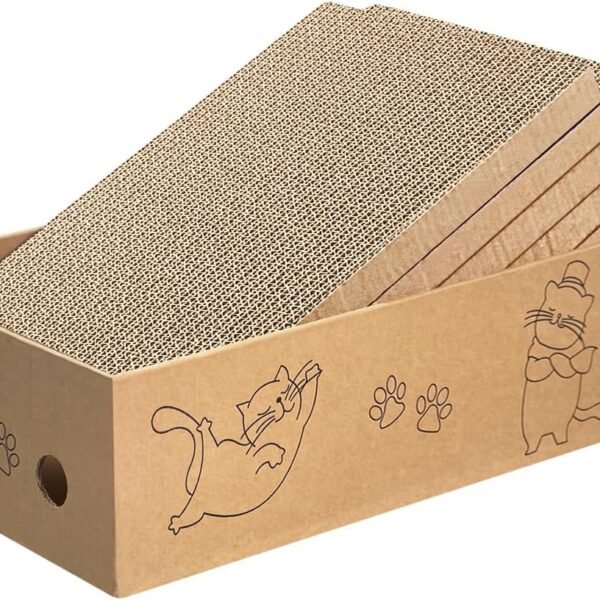 Cat Scratcher, 5 Packs in 1 Cardboard Box Cat Scratching Pad for Indoor Cats and Kitten, Cat Scratch Pad to Protect Furniture, Large Size
