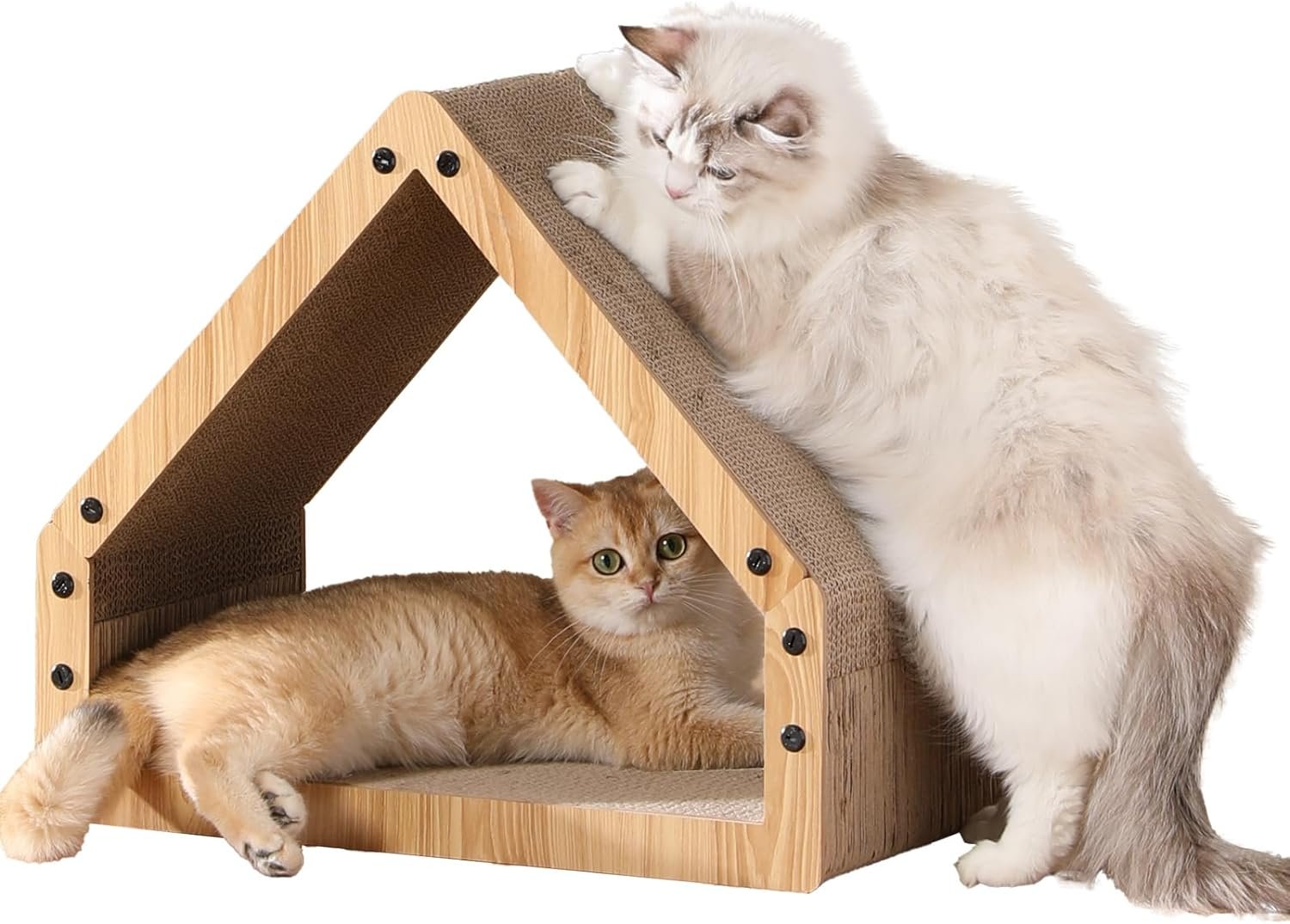 Cat Scratcher House, Cozy Cardboard Design, Safe and Secure for Kittens, Eco-Friendly, 16.14 in Bevelled Surface, Maximum Load Capacity 22 Lbs