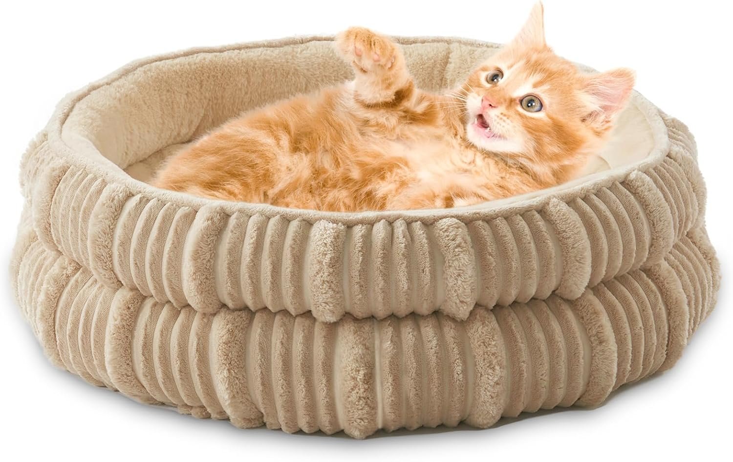 Durable Pet Round Bed - Washable Non-Slip Round Cat Dog Sleeping Bed