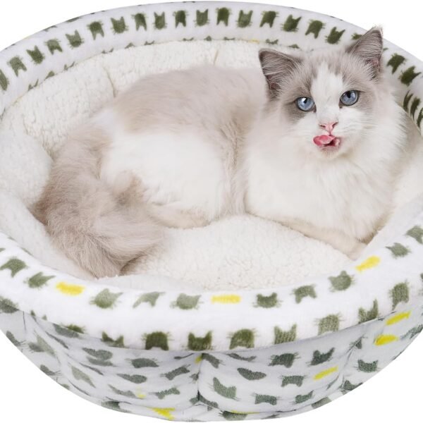 Pet Round Bed - Ultra Soft Fluffy Machine Washable Donut Bed