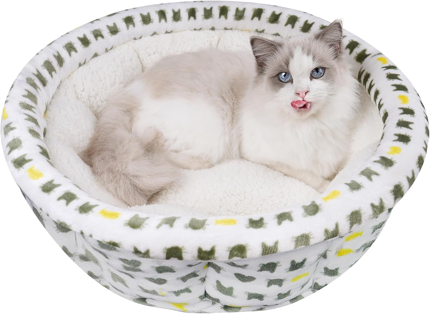 Pet Round Bed - Ultra Soft Fluffy Machine Washable Donut Bed