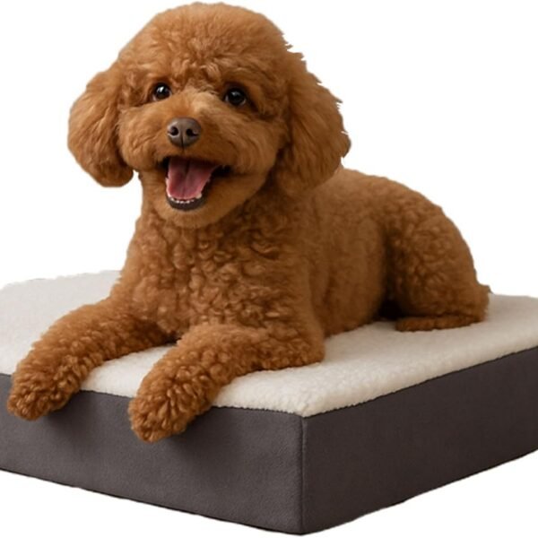 Orthopedic Dog Bed - 2-Layer Memory Foam Crate Mat with Machine Washable Sherpa Cover - 20x15 Pet Bed for Small Dogs Up to 20lbs by  (Gray)