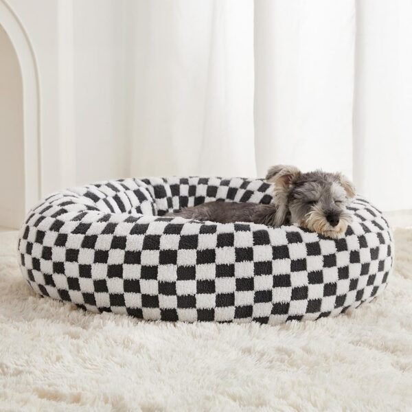 Stylish Pet Round Bed - Soothing Non-Slip Machine Washable Donut Dog Cat Bed