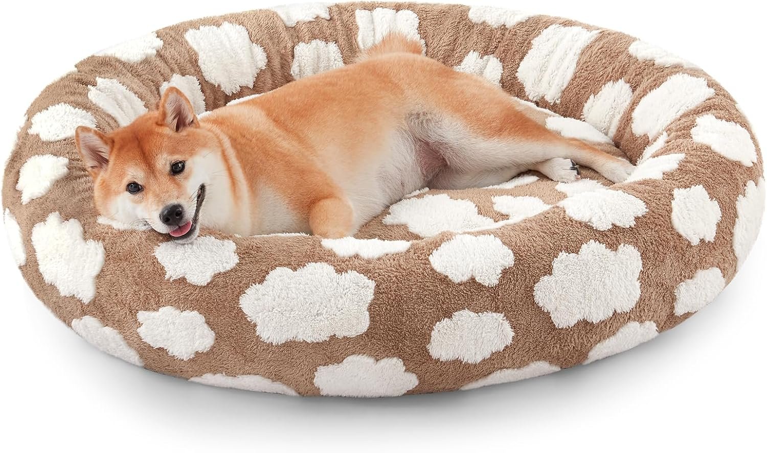 Cute Pet Round Bed - Removable Washable Orthopedic Donut Jacquard Dog Bed