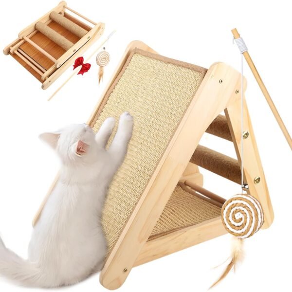 Cat Sisal Scratching Ramp Cats Scratching Post Kitten Scratcher Ramp Sisal Scratcher Posts for Indoor with Cat Teaser