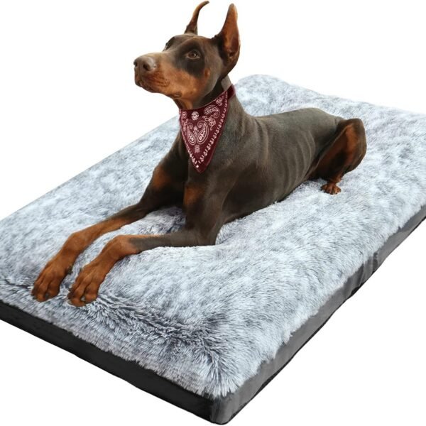 Orthopedic Dog Beds for Large Dogs Fixable Deluxe Cozy Dog Kennel Beds for Crates Washable Pet Sofa, Grey (XL)