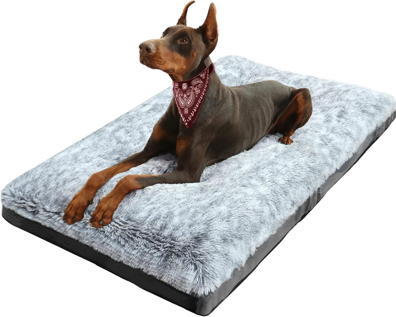Orthopedic Dog Beds for Large Dogs Fixable Deluxe Cozy Dog Kennel Beds for Crates Washable Pet Sofa, Grey (XL)
