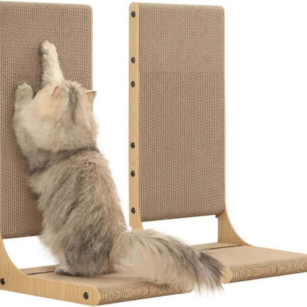 2-Pack Cat Scratching Board, 25.6'' Tall Cardboard L Shape Vertical Cat Scratchers for Indoor Cats, Cat Scratching Post for Wall and Couch, Large