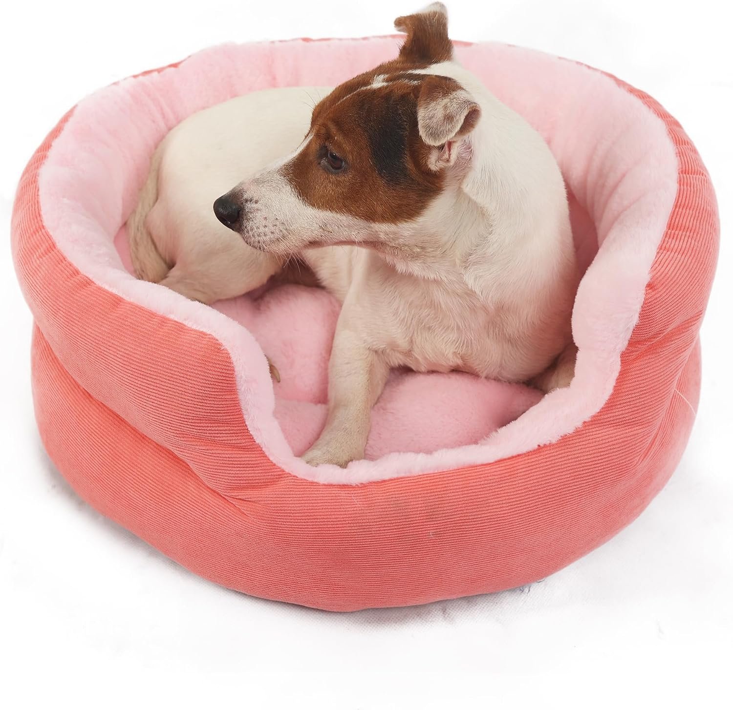 Princess Style Pet Round Bed - Pink Round Washable Puppy Bed