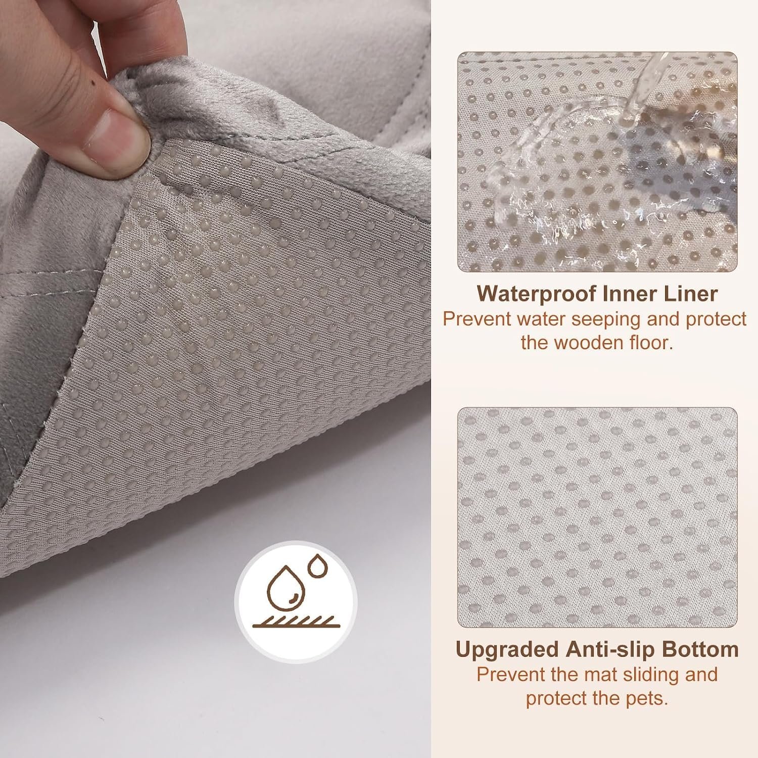Dog Crate Pad for Large Dogs, Washable & Detachable Kennel Mat, Anti-Slip Soft Fluffy Puppy Bed for Crate, Cage, and Car Travel, Cozy Sleeping Mattress, 48x30 Inches, Gray