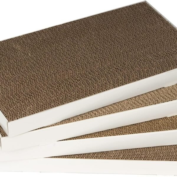 Corrugated Cardboard Cat Scratchers, 4 Pack, White