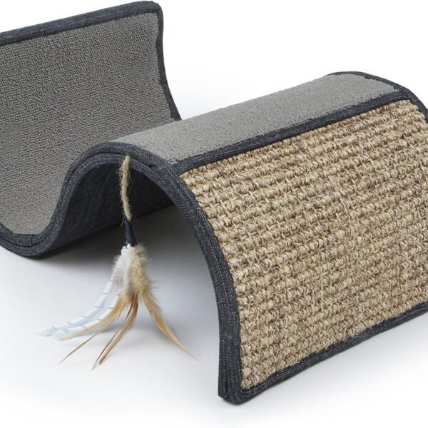 Carpet & Sisal Curled Cat Scratcher - Brown/Gray, One Size